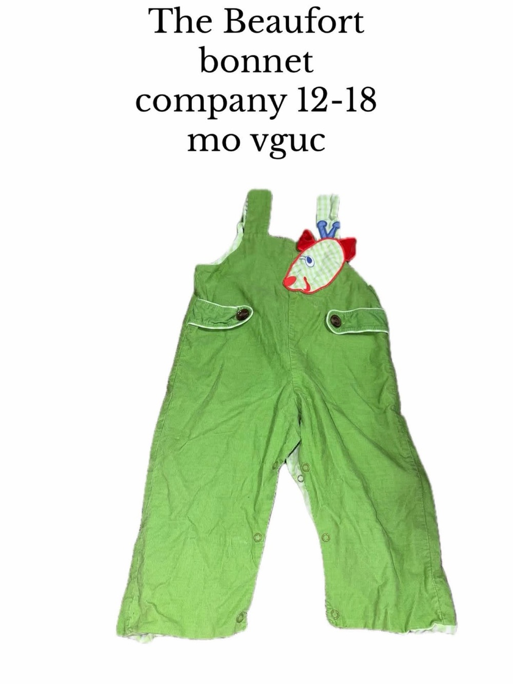 the beaufort bonnet company boys longall overall 12-18m green giraffe